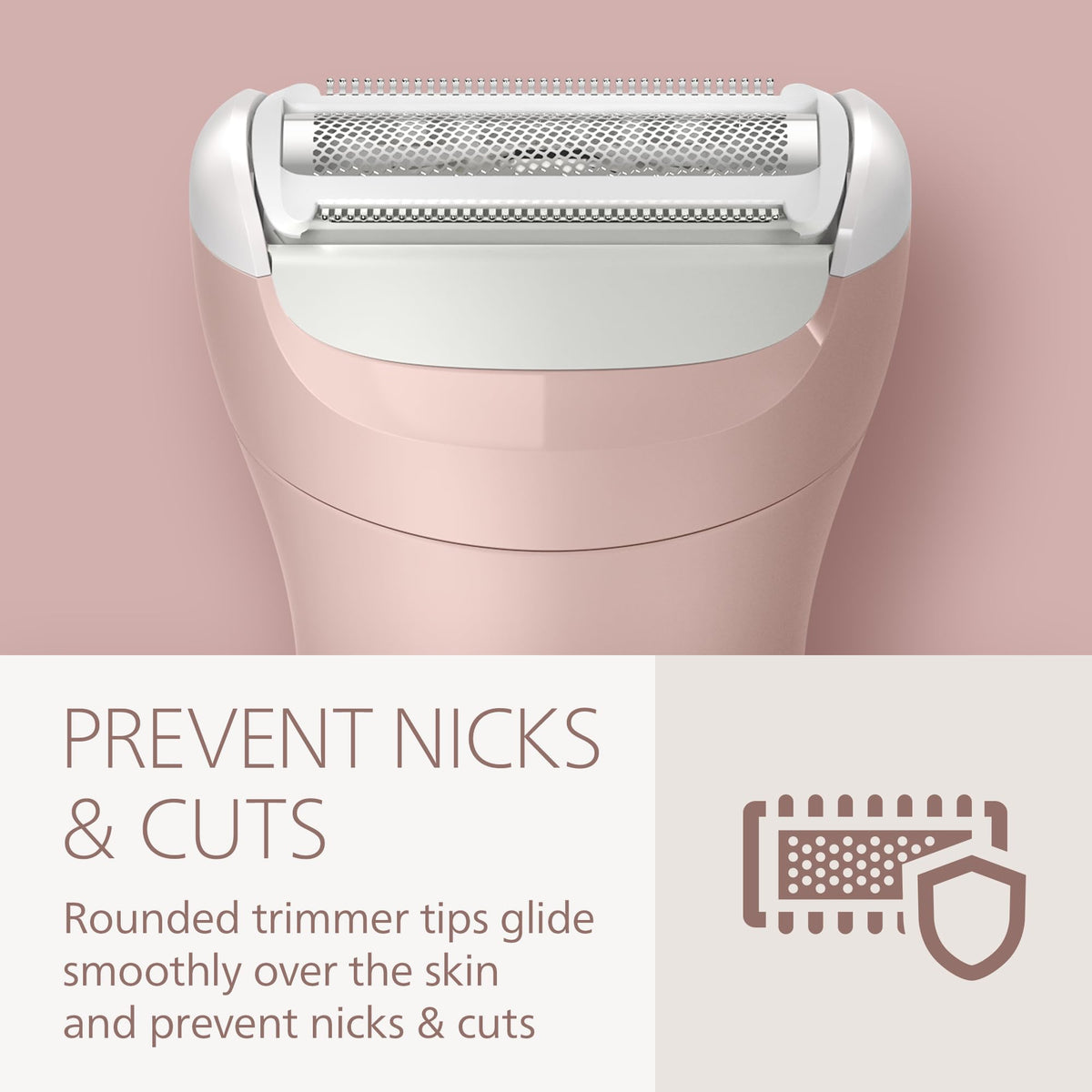 Philips Lady Shaver Series 6000 displayed with bikini trimmer comb
