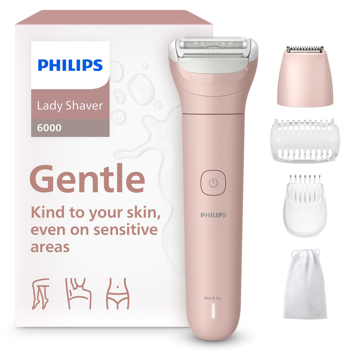 Philips Lady Shaver Series 6000 front view with 3-blade system