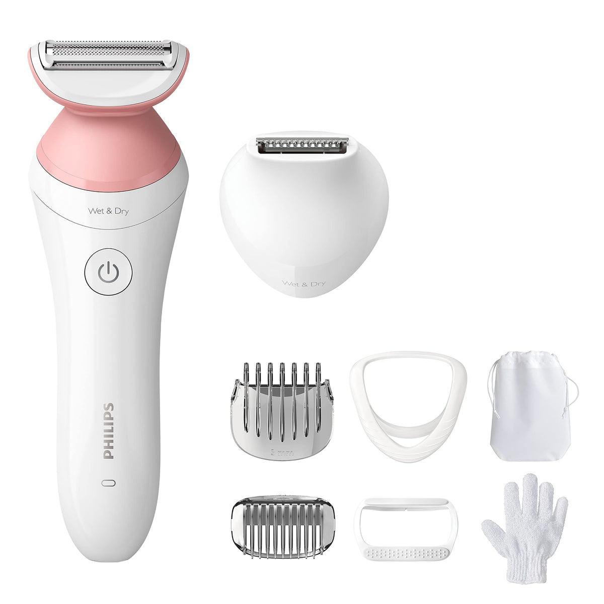 Philips Lady Shaver Series 6000 packaging with accessories