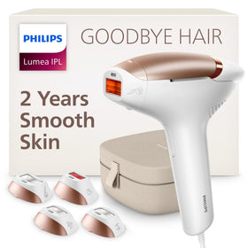 PHILIPS Lumea IPL Hair Removal Device front view with attachments