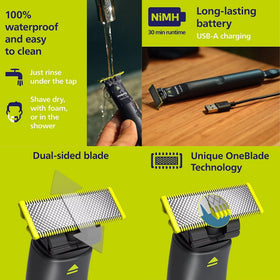 PHILIPS OneBlade Trimmer & Shaver side view showing blade and combs
