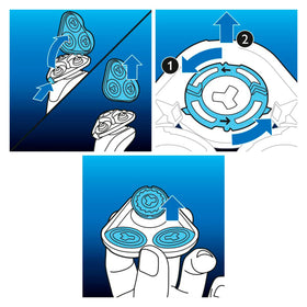 PHILIPS SH50/50 replacement blades with dimensions on display