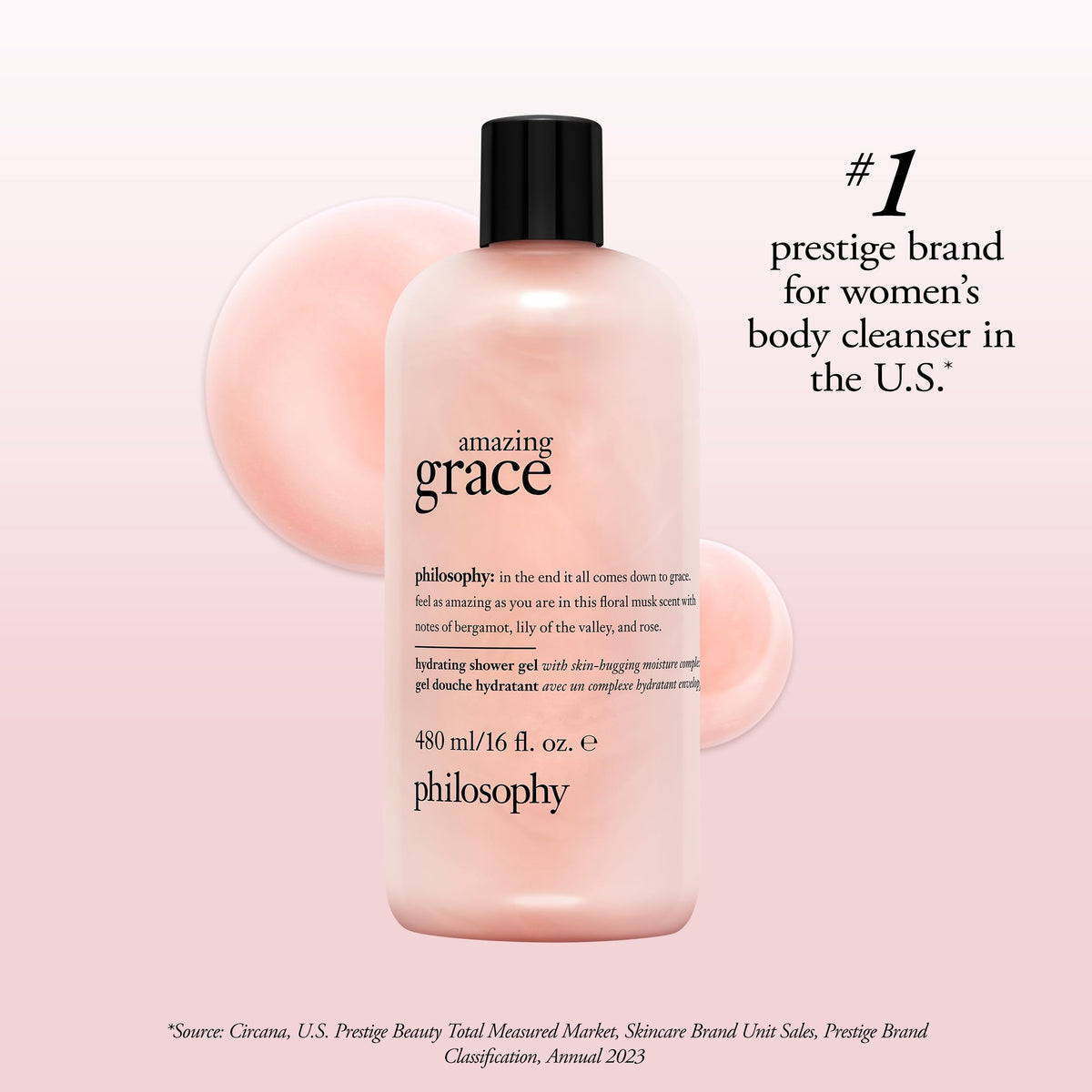 philosophy Amazing Grace Shower Gel 16 fl oz side view