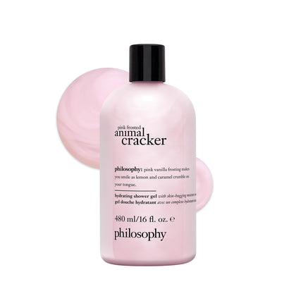 philosophy Pink Frosted Animal Cracker Shower Gel front view with 16 fl oz label