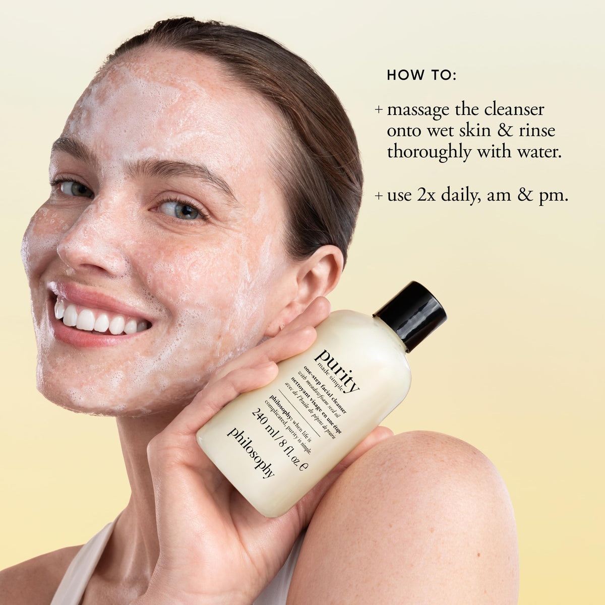 philosophy Purity Made Simple Facial Cleanser lather demonstration