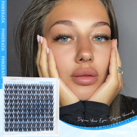 PHKERATA 12mm Wispy Lash Clusters on a model's eyes