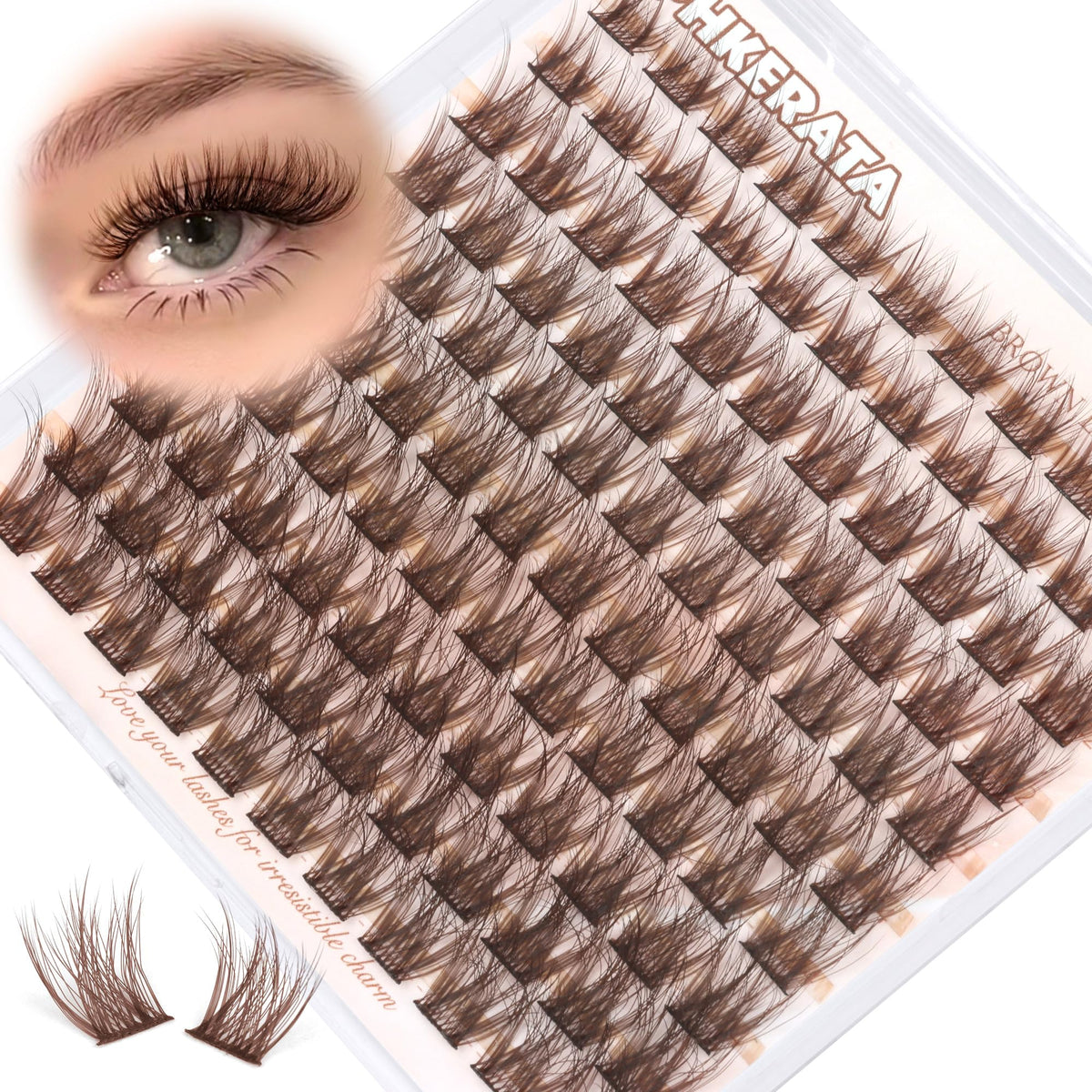 PHKERATA Brown Lash Clusters front view packaging