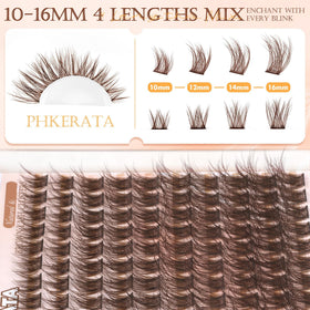PHKERATA Brown Lash Clusters side view with lash band detail