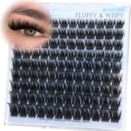 PHKERATA Fluffy Lash Clusters front view with mixed lengths