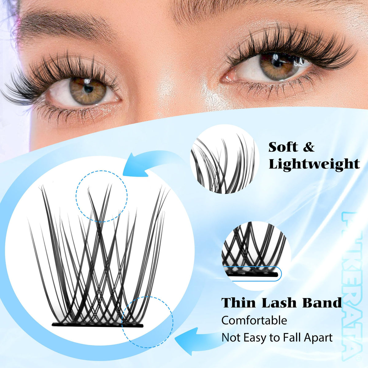 PHKERATA lash clusters in packaging with dimensions