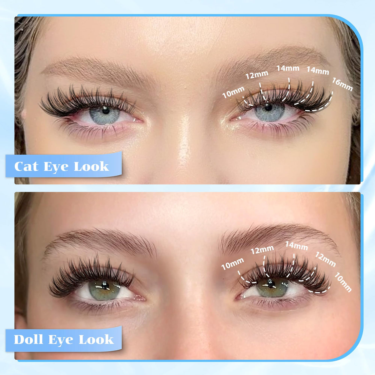 PHKERATA lash clusters mixed lengths 10-16 mm