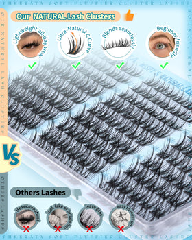 PHKERATA Manga Lash Clusters in use on model's eyes