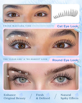PHKERATA Natural Lash Clusters Manga Eyelash Clusters close-up