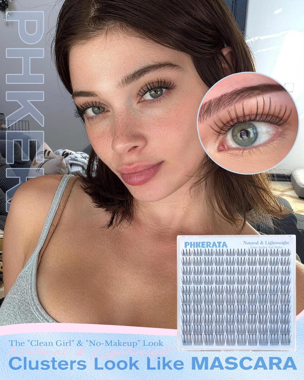 PHKERATA Natural Lash Clusters Manga Eyelash Clusters side view