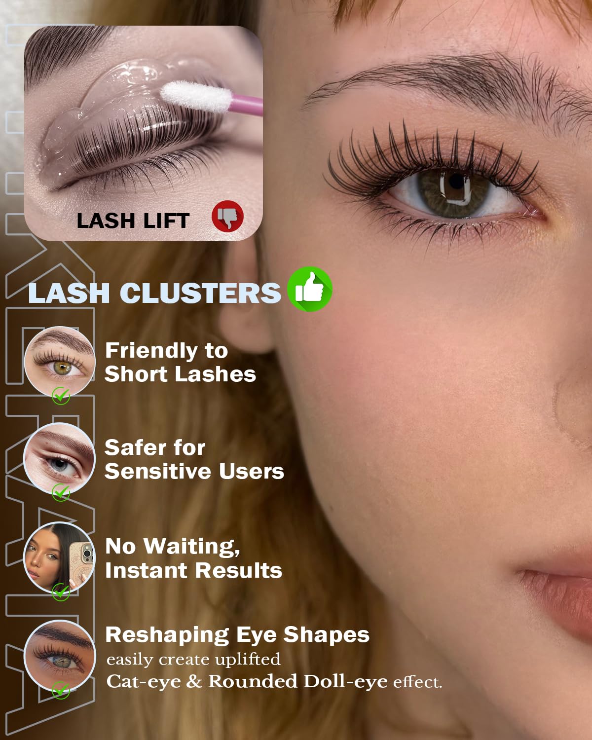 PHKERATA Natural Lash Clusters Manga Eyelash Clusters texture detail
