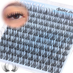 PHKERATA Spider Lash Clusters front view with wispy D curl