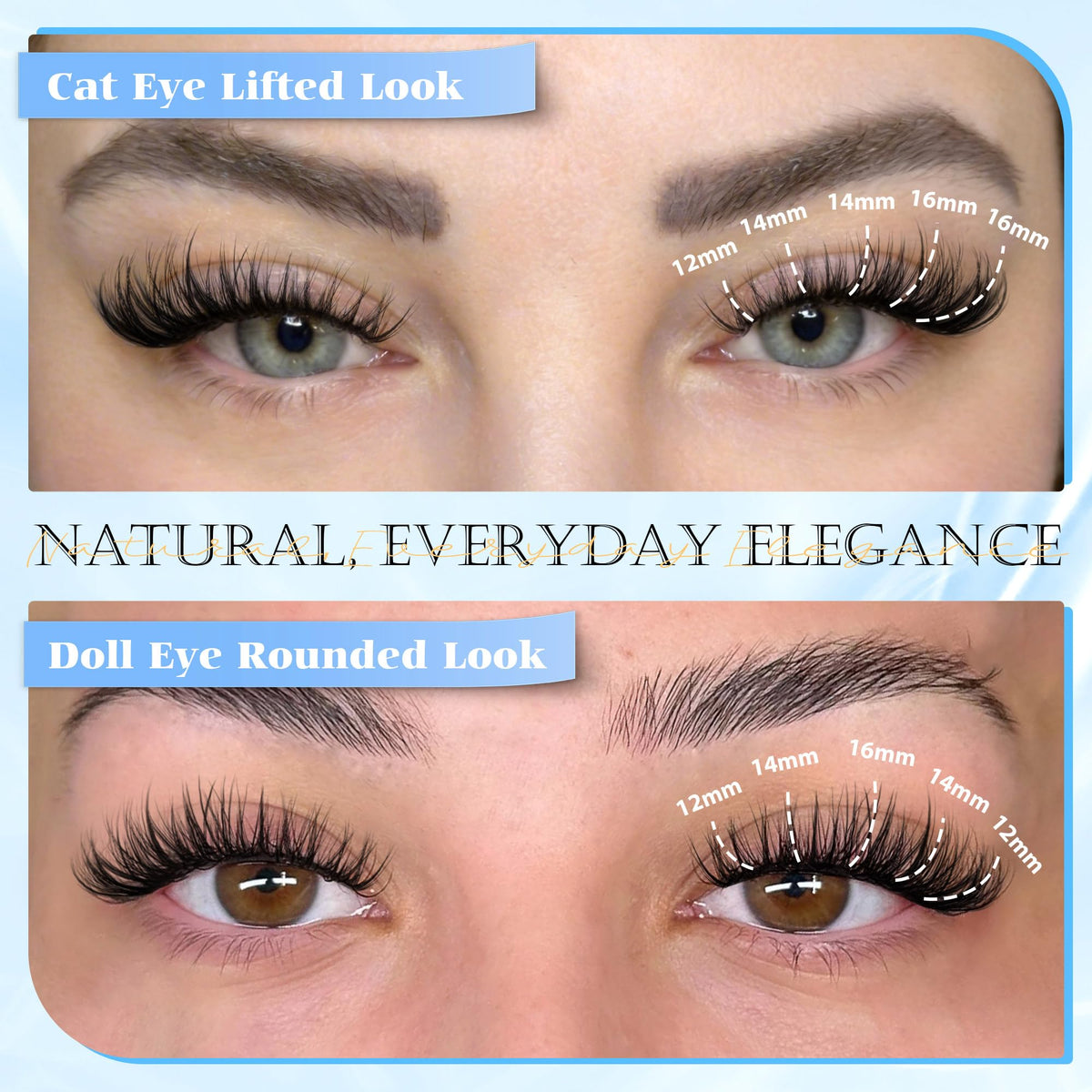 PHKERATA Wispy Lash Clusters 12mm, 14mm, 16mm mixed lengths
