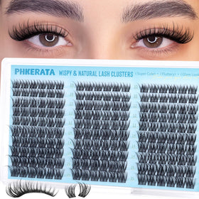PHKERATA Wispy Lash Clusters front view with C Curl