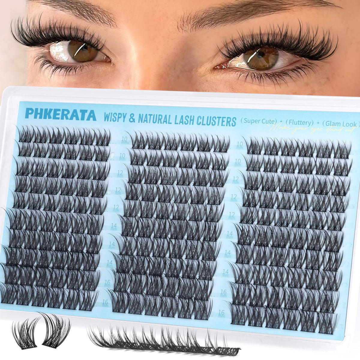 PHKERATA Wispy Lash Clusters in various lengths arranged