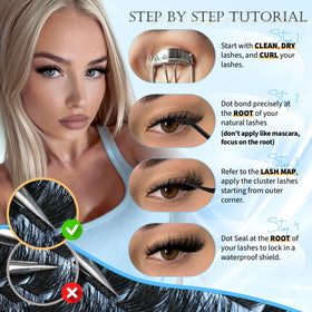 PHKERATA Wispy Lash Clusters on model's eyes showcasing natural look