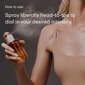 PHLUR Caramel Skin Body Mist misting on skin