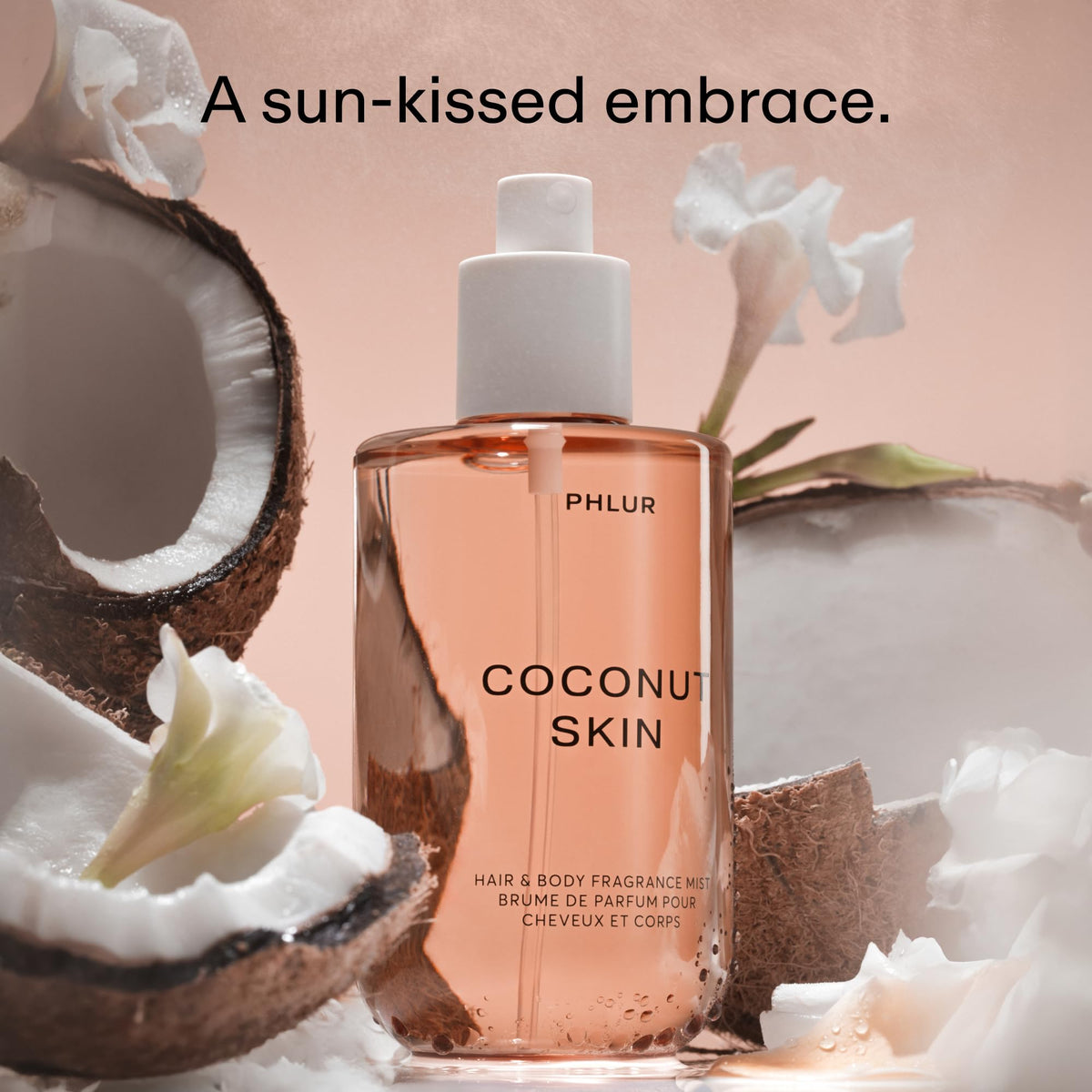 PHLUR Coconut Skin Body Mist side view showcasing the spray nozzle