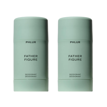 PHLUR Father Figure Natural Deodorant 2-Pack front view with packaging