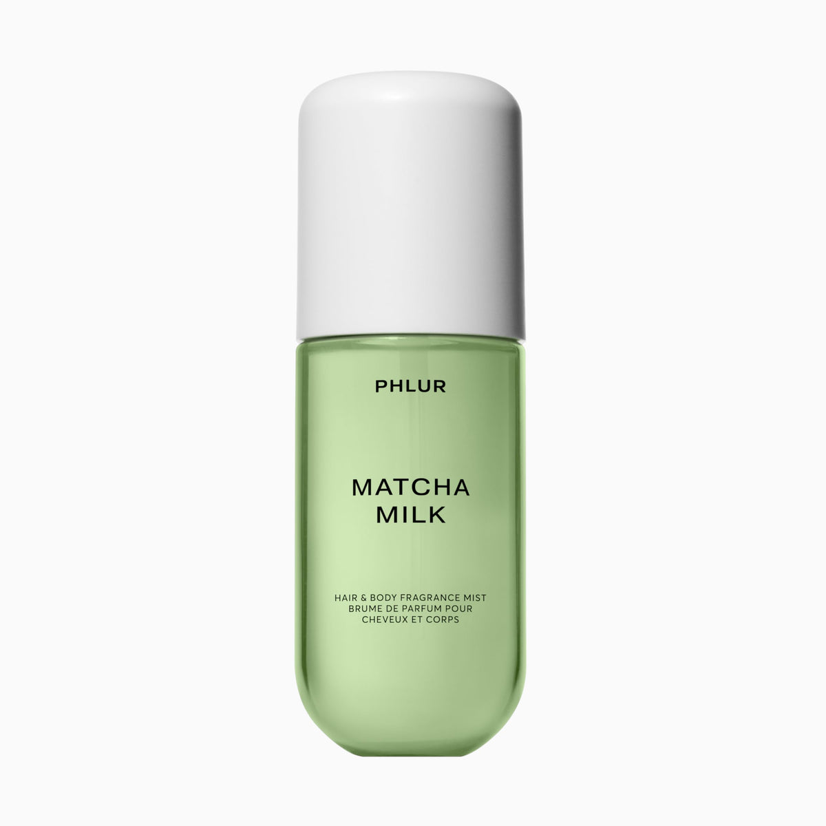 PHLUR Matcha Milk Body Mist front view, 3 Fl Oz bottle