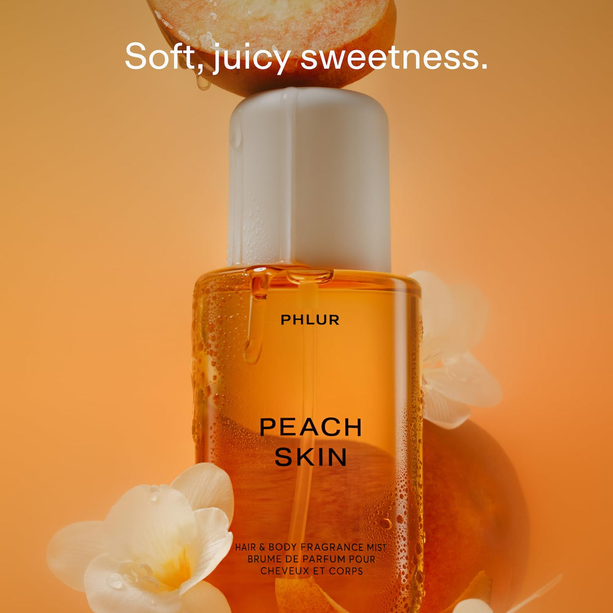 PHLUR Peach Skin Body Mist bottle with cap