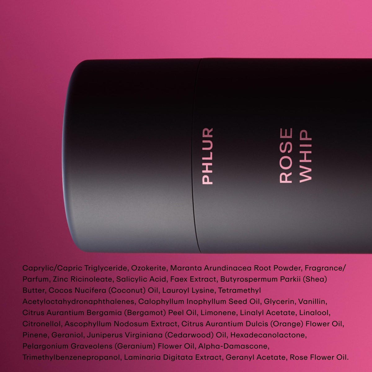 PHLUR Rose Whip Natural Deodorant with floral background