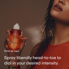 PHLUR Vanilla Nectar Body Mist in lifestyle setting