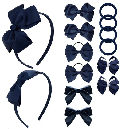 phnydreg girl navy hair bow accessories set including headbands and clips