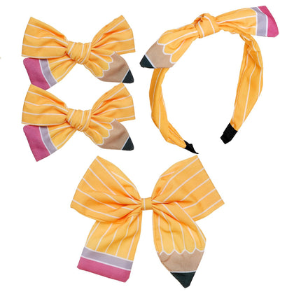 phnydreg pencil hair bow clips set including large bow and small clips