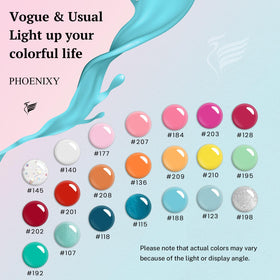 phoenixy gel nail polish bottles in assorted colours