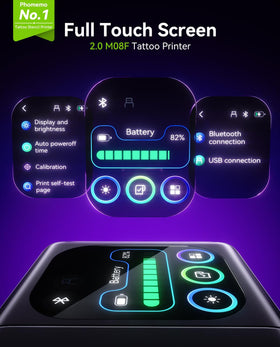 Phomemo M08F Plus Tattoo Stencil Printer showing Bluetooth connectivity