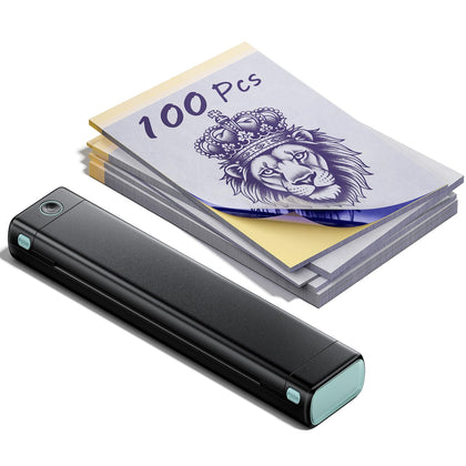 Phomemo M08F Tattoo Stencil Printer front view with transfer paper