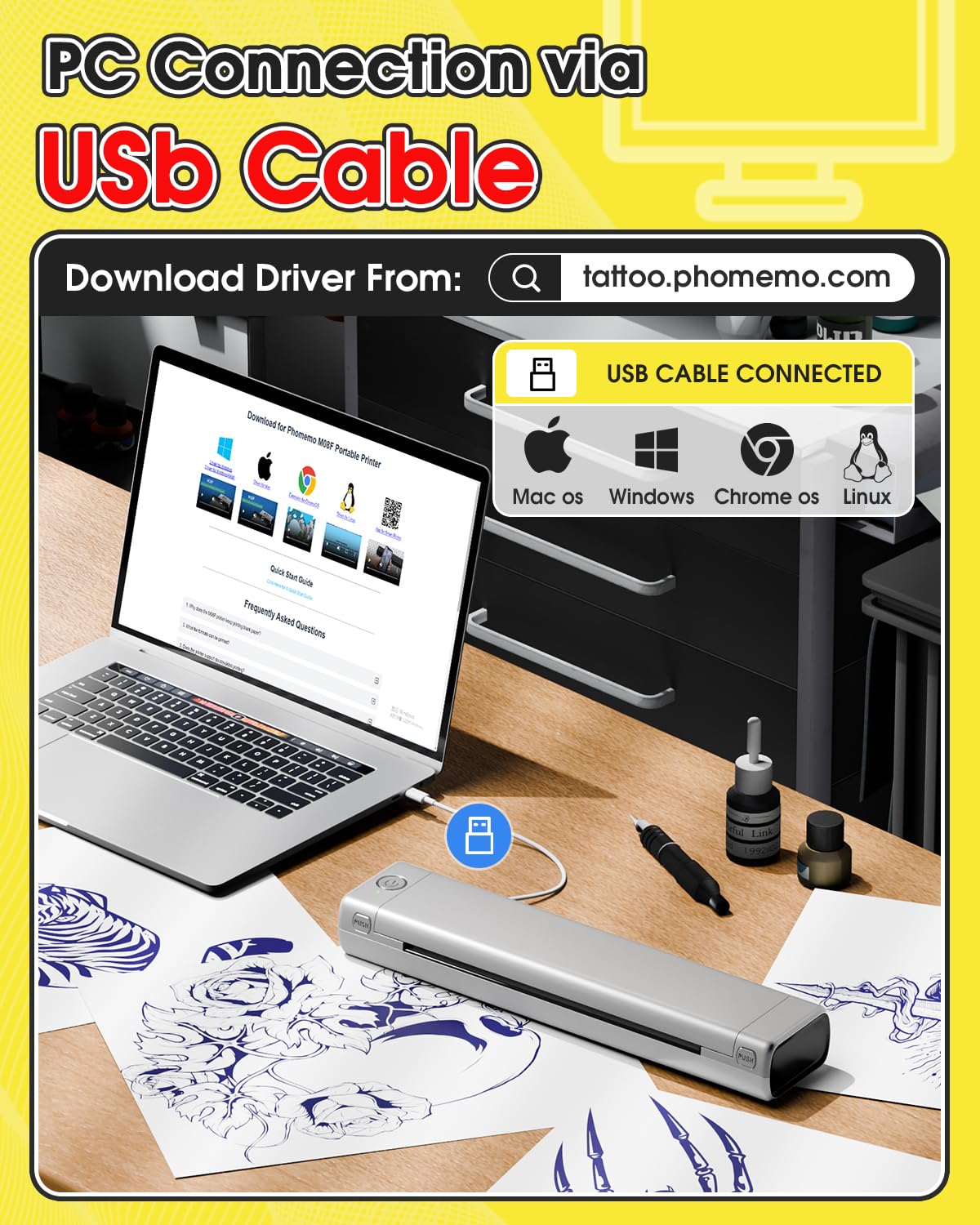 Phomemo M08F with smartphone connection for printing