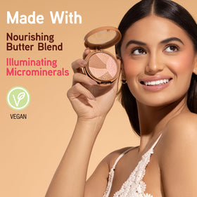 Physicians Formula Butter Glow Bronzer & Blush applied on model's cheeks
