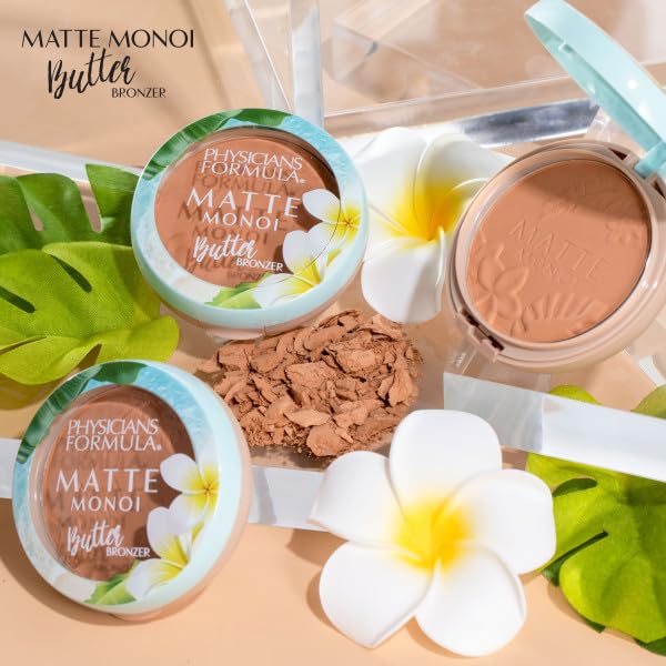 Physicians Formula Matte Monoi Butter Bronzer displayed with tropical background
