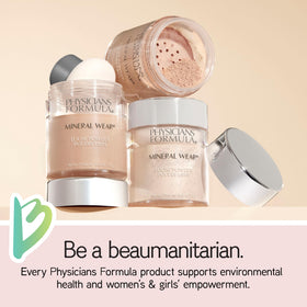 Physicians Formula Mineral Wear Loose Powder Medium Beige on a makeup table