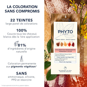 PHYTO Phytocolor Permanent Hair Color 8 Light Blonde milk developer bottle