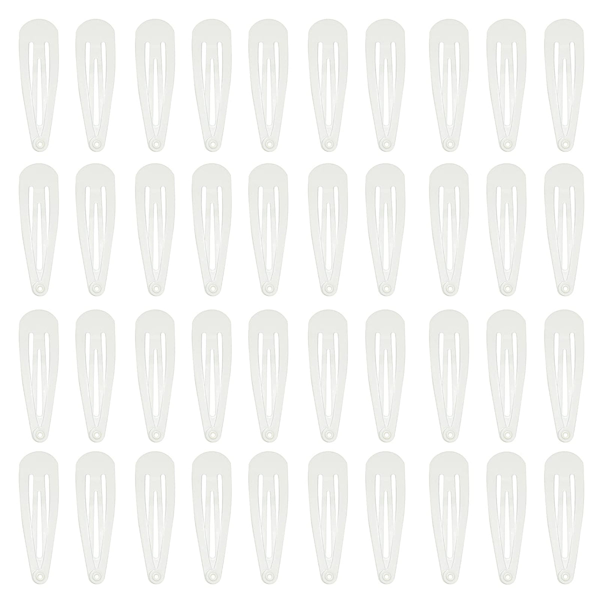 PIDOUDOU 40 pack white metal snap hair clips front view