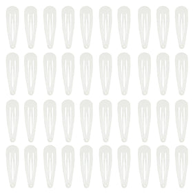 PIDOUDOU 40 pack white metal snap hair clips front view