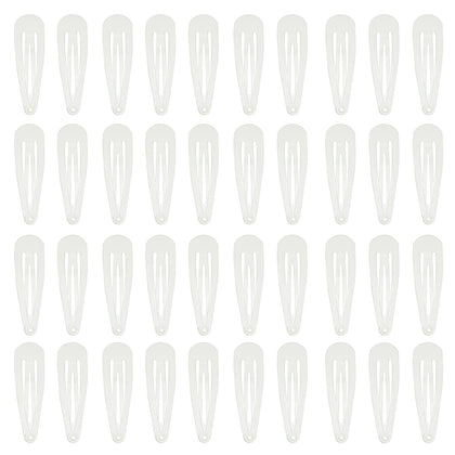PIDOUDOU 40 pack white metal snap hair clips front view