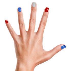 Piggy Paint nail polish set displayed with 3-D nail art accessories