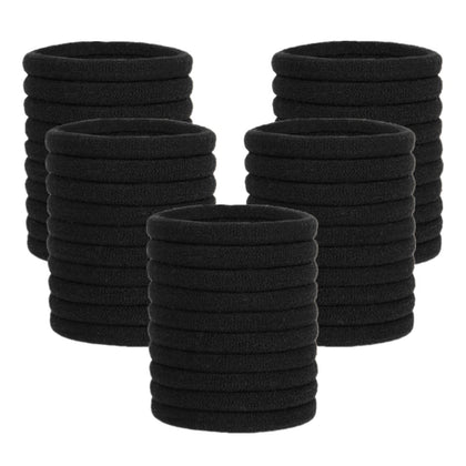 Pimoys 100 Pcs Elastic Hair Ties black bands front view