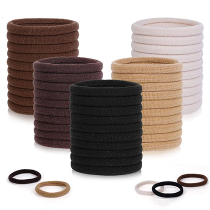 Pimoys 100 Pcs Elastic Hair Ties in neutral colours front view