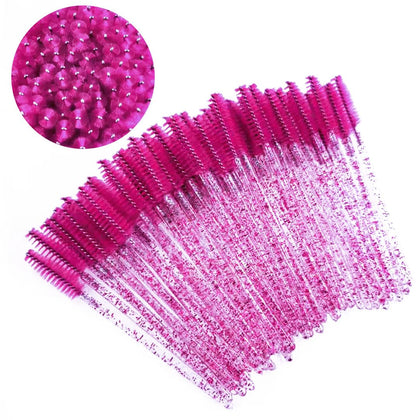 Pimoys 300 pcs Disposable Eyelash Mascara Brushes in Rose Red