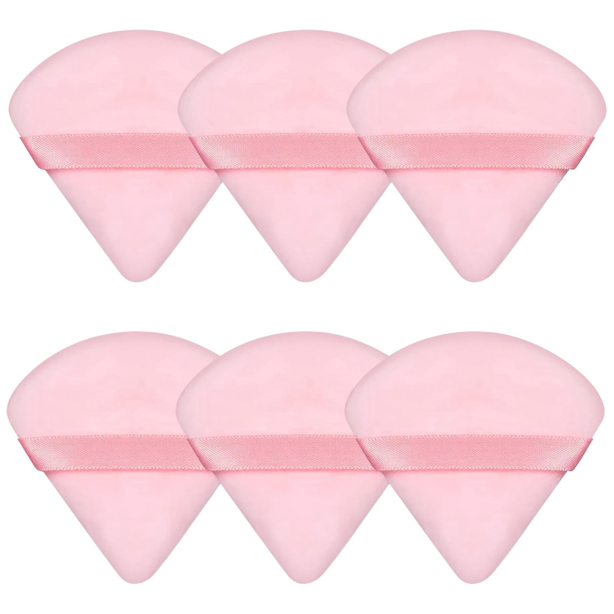 Pimoys 6 Pack Pink Velour Triangle Makeup Sponges front view