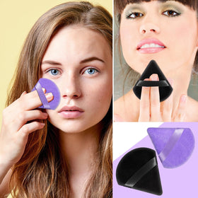 Pimoys makeup sponge in use applying powder